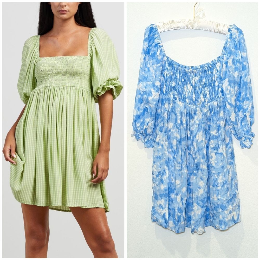 NWT Faithfull the Brand Blue Tie Dye Alina Mini Dress